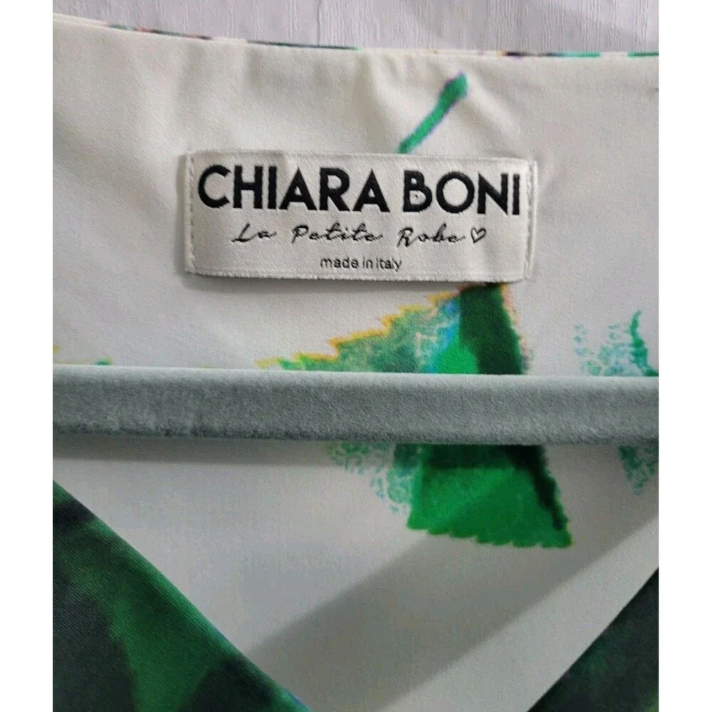 Chiara Boni La Petite Robe Italy Green Botanical Sheath Midi Dress 42 US 6 - Picture 3 of 10